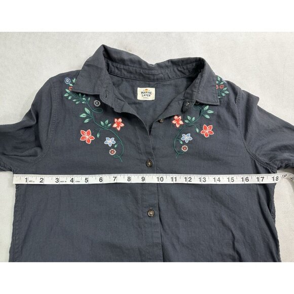 Marine Layer Aria Relaxed Fit Embroiderd Long Sleeve Shirt Women’s XS Read - Picture 10 of 10